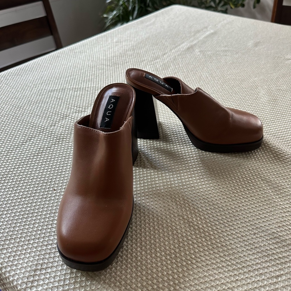 Aqua WOMEN'S MODA SQUARE TOE HIGH HEEL mules or clog